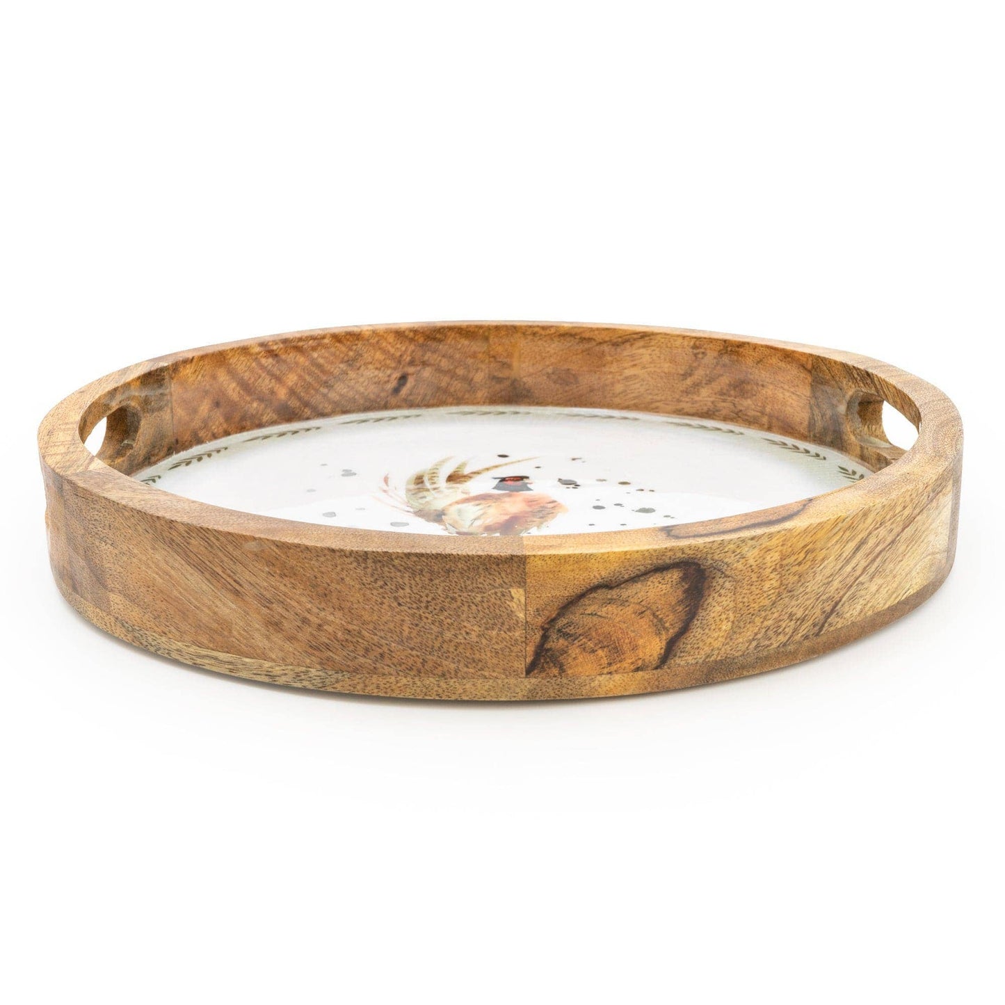 Round Wooden Tray Pheasant 30cm