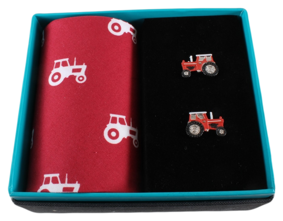 Tractor Handkerchief & Cufflink Set (Colours May Vary)