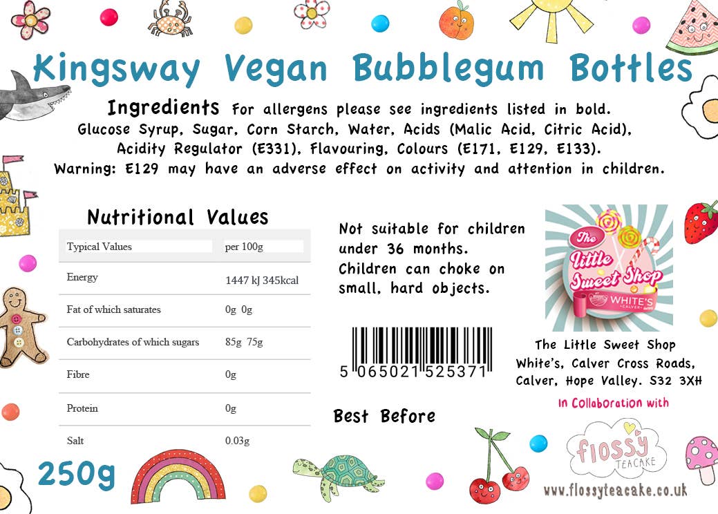 Bubblegum Bottles (Vegan) Sweet Bag 250g