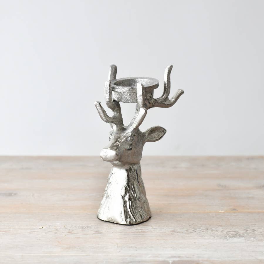 Aluminium Reindeer T Light Holder, 17cm