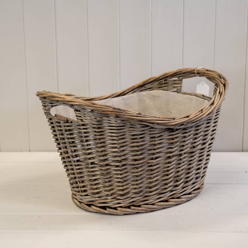 Oval Log Basket With Ears
