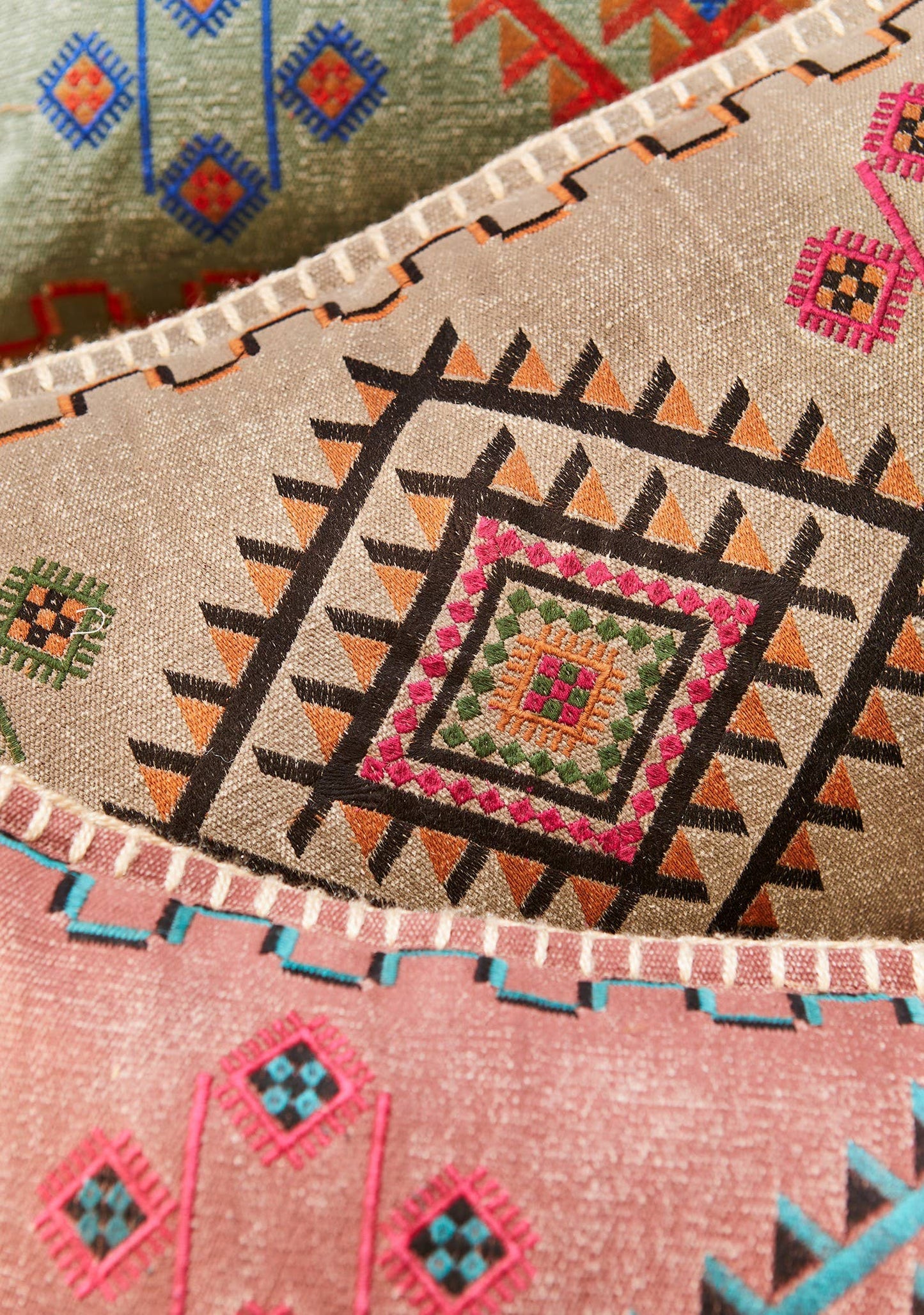 Satara Embroidered Stone Wash Cushion Cover