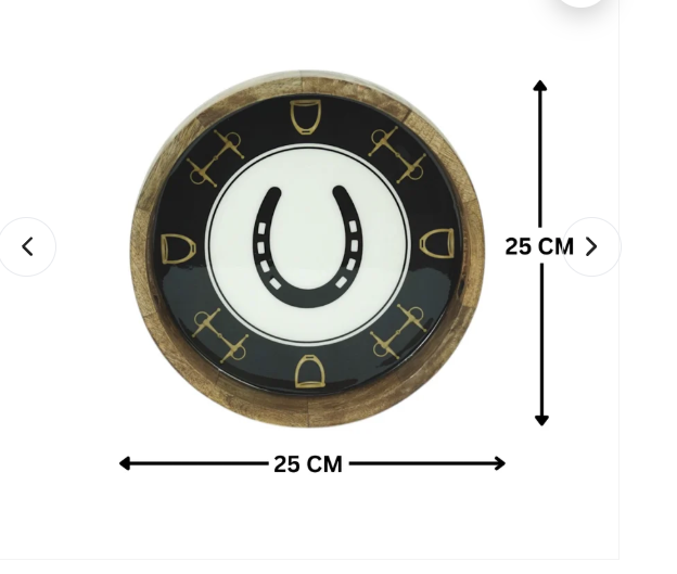 Horse Shoe Bit Stirrup Tray Acrylic Finish Round 10"