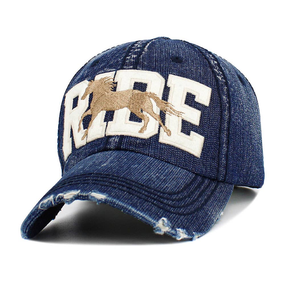 RIDE Message Western Horse Embroidered Vintage Baseball Cap
