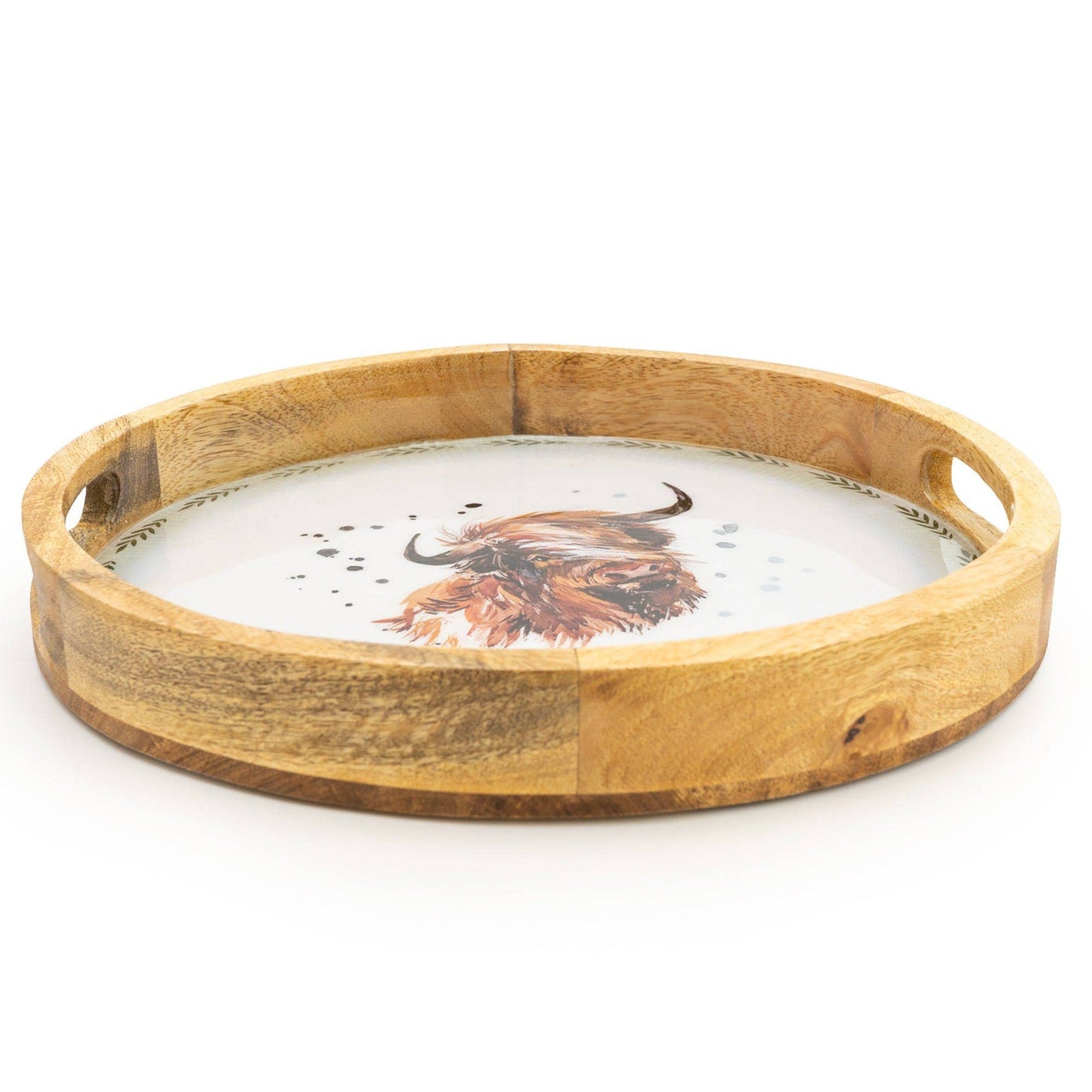 Round Wooden Tray Highland Cow 30cm