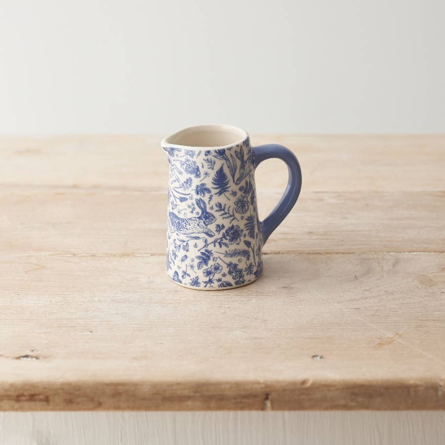 Blue Hare Floral Jug, 9cm