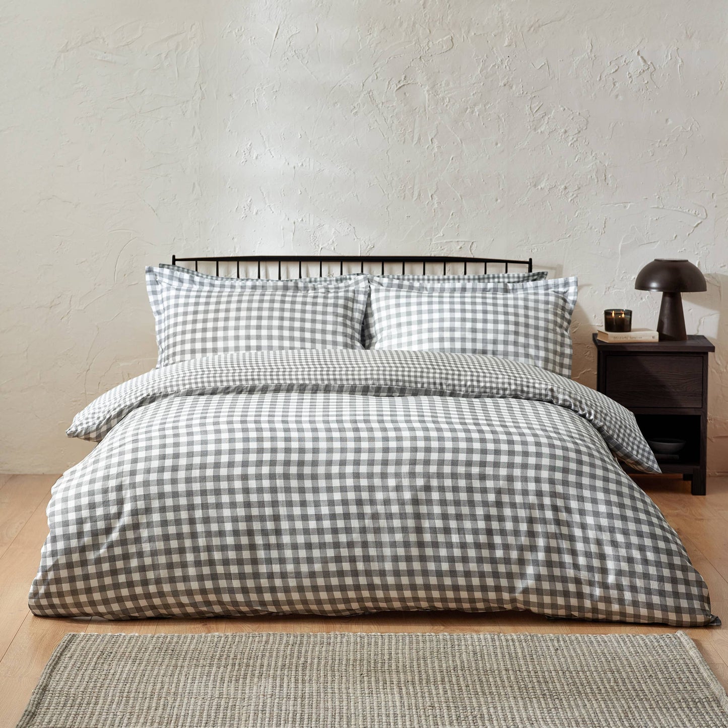 Barton Check Reversible Duvet Cover Set Grey