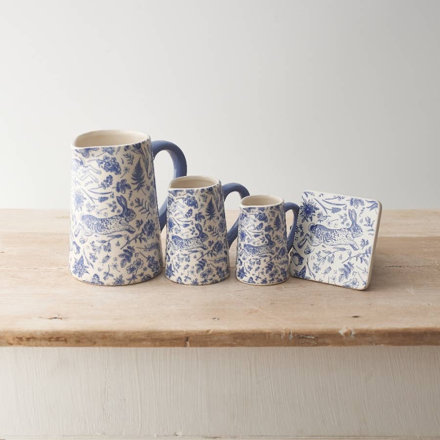 Blue Hare Floral Coaster, 10cm