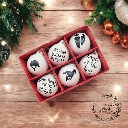 Horse Themed ceramic baubles 6 pack