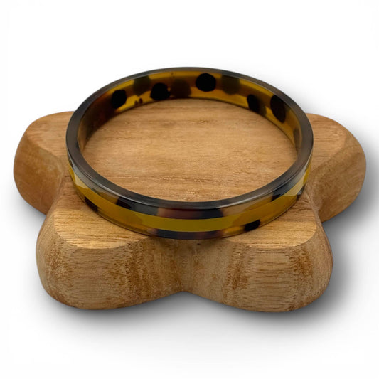 Buffalo horn bangle 1 cm Leopard & mustard C99