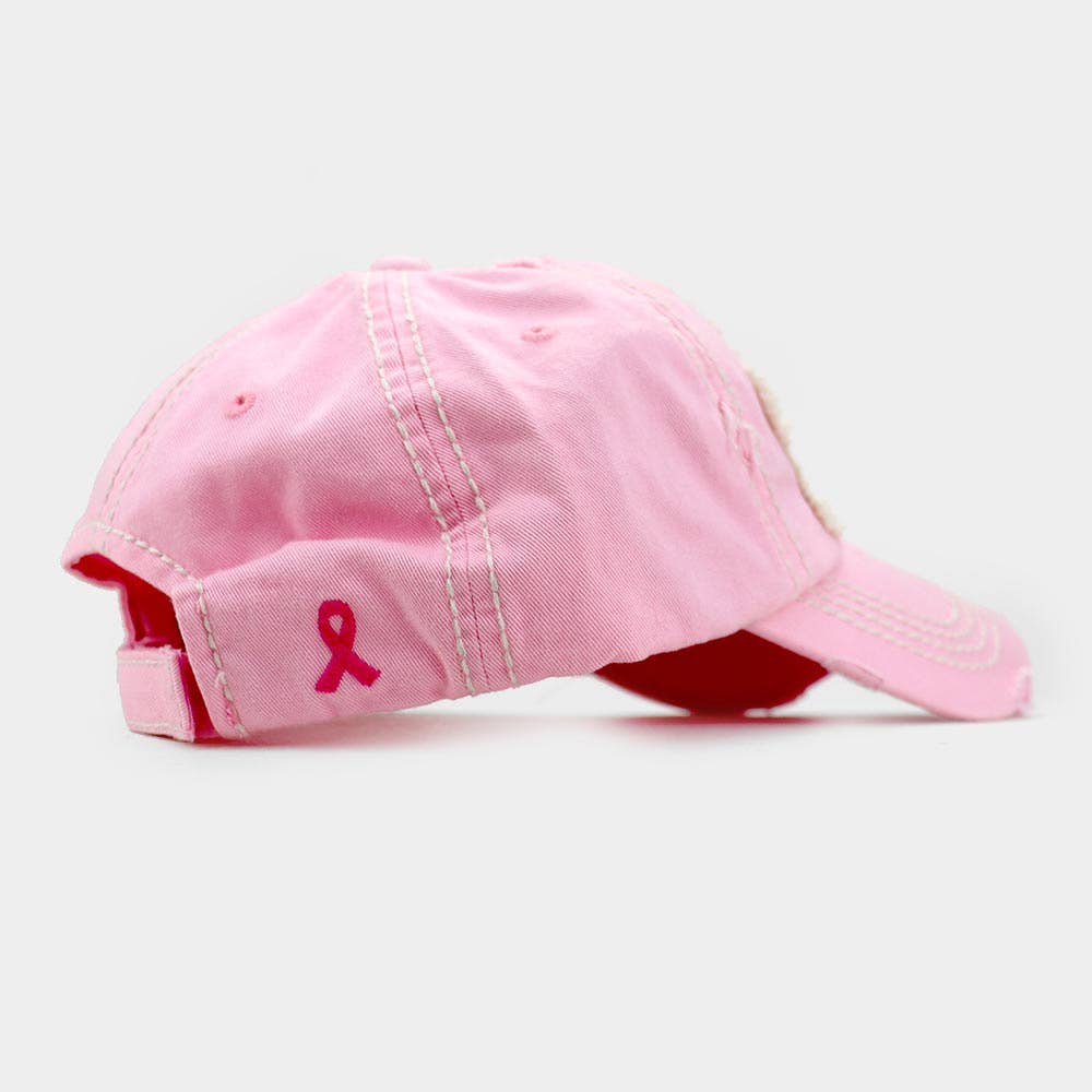 This Is My Fight Hat Message Pink Ribbon Accented Vintage Baseball Cap