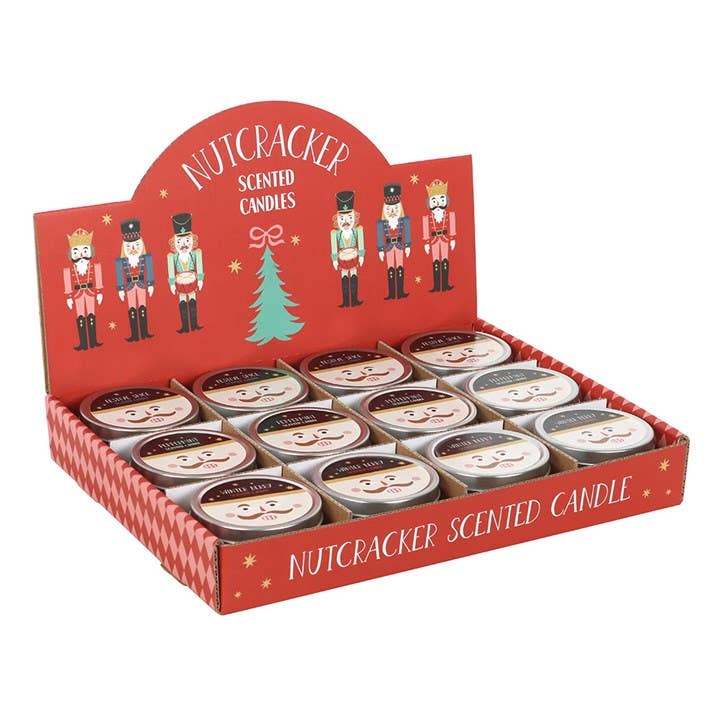 Set of 12 Nutcracker Christmas Candles in Display