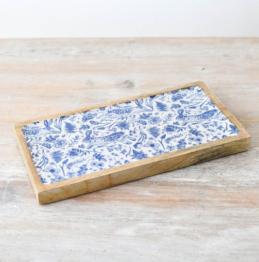 Rabbit Design Enamel Tray, 30cm