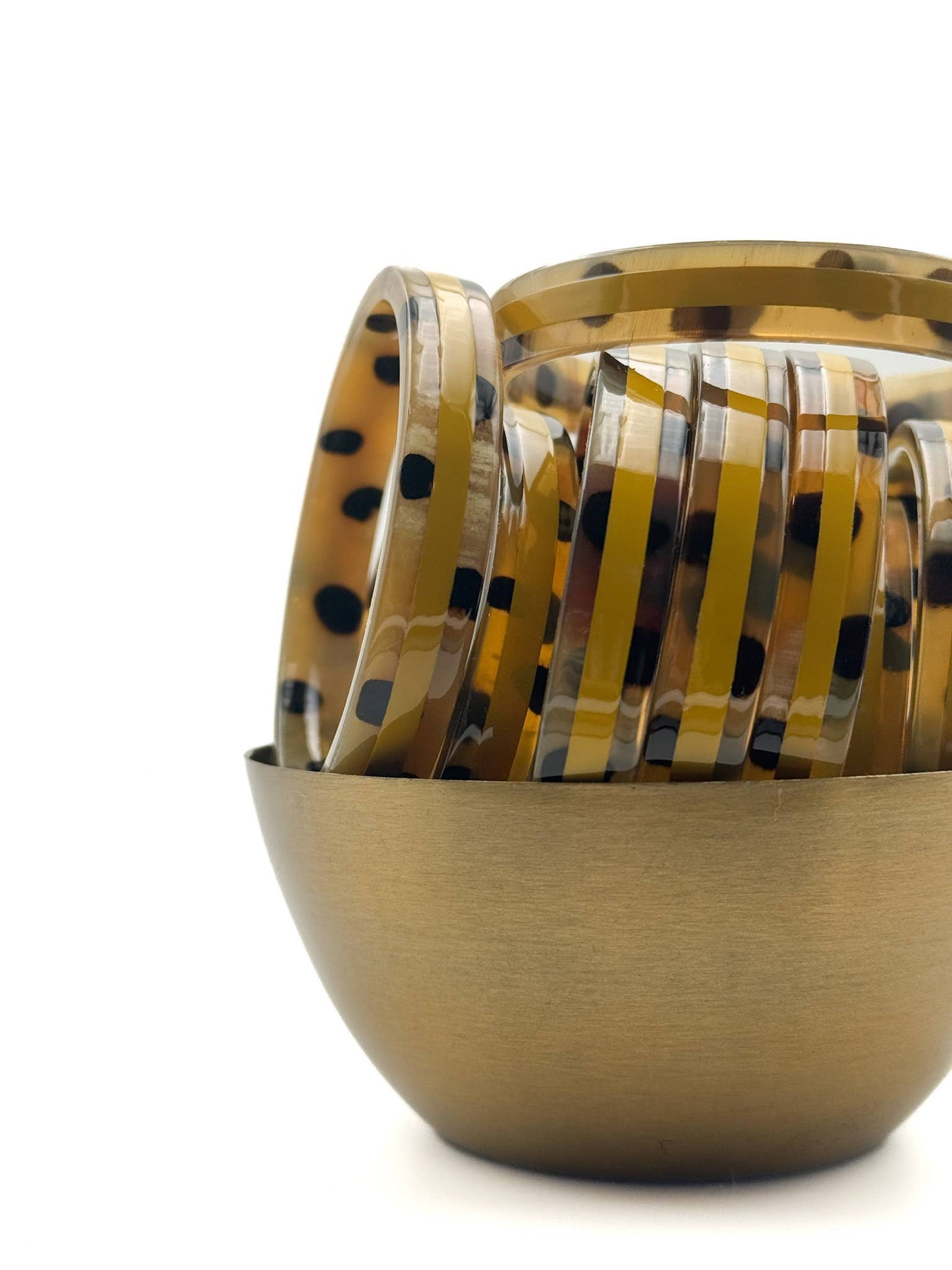 Buffalo horn bangle 1 cm Leopard & mustard C99