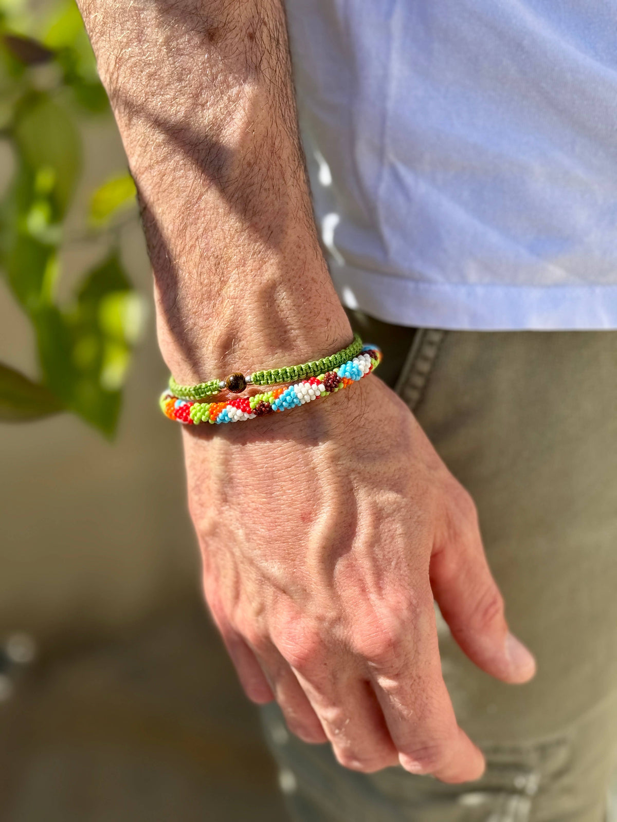 Macramé-style woven bracelet MEN - Green 02
