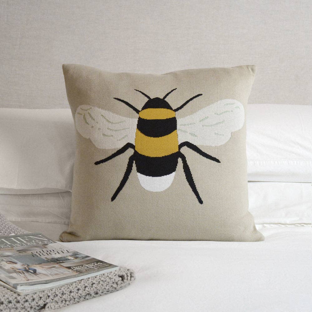 Bees Knitted Cushion