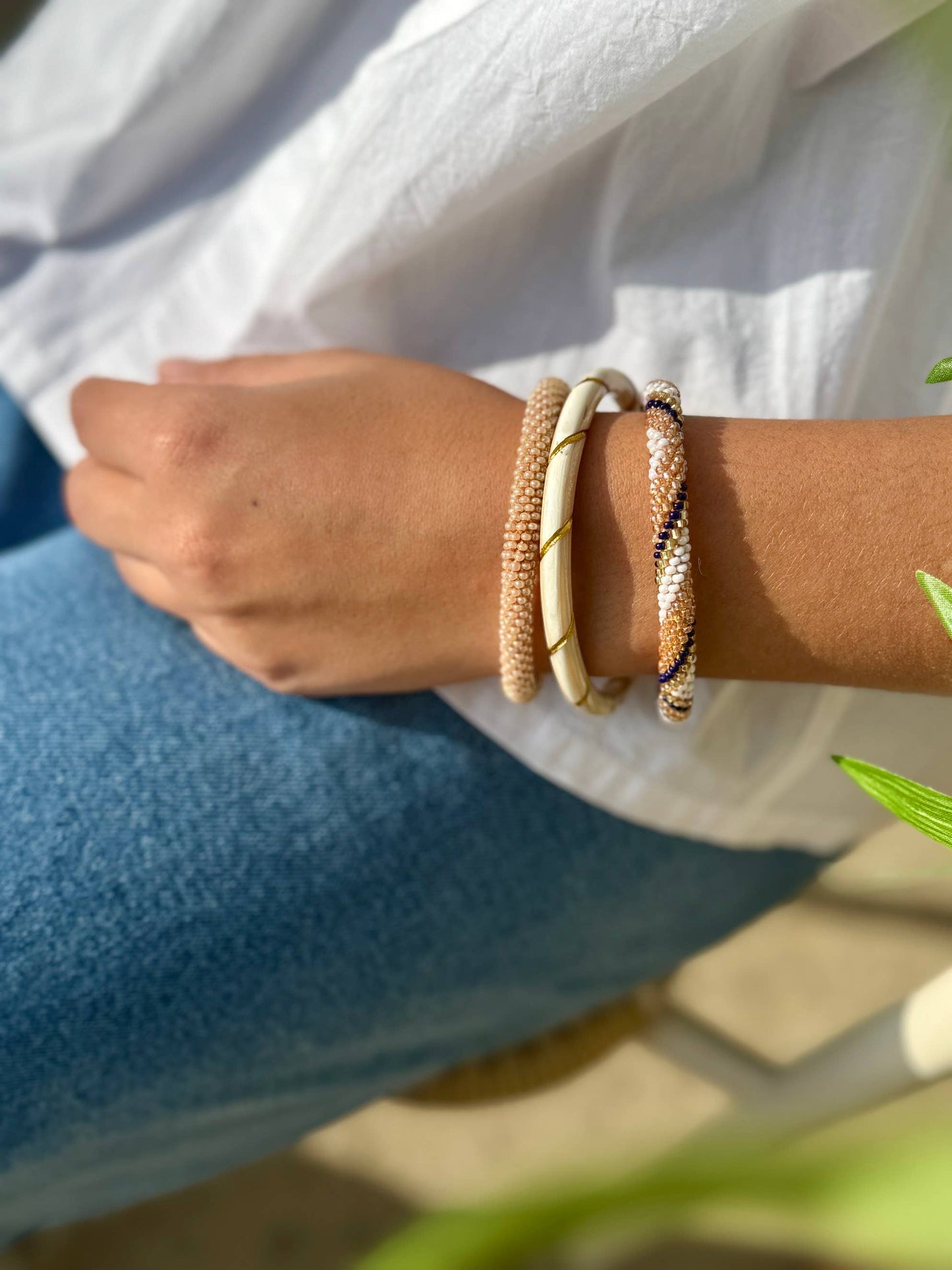 Twisted Gold Lacquered Buffalo Horn Bangle
