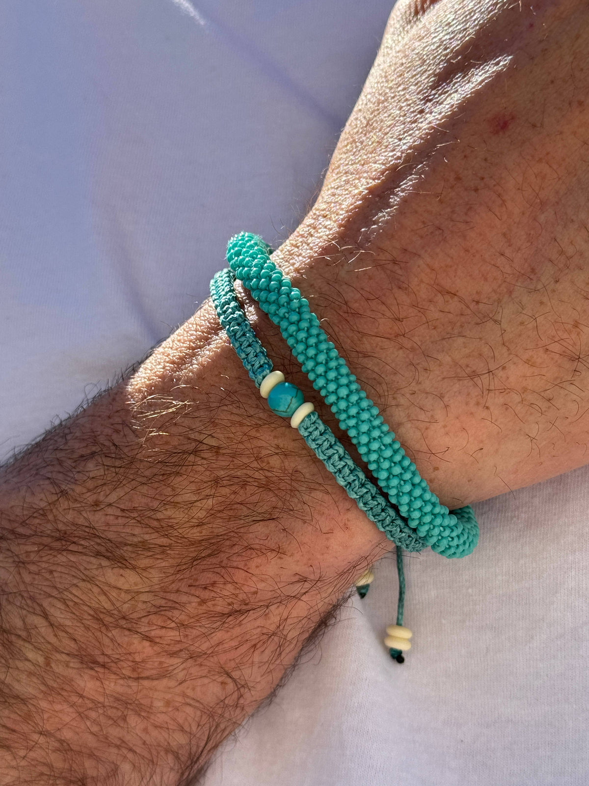 Macramé-style woven bracelet for MEN - Turquoise 05