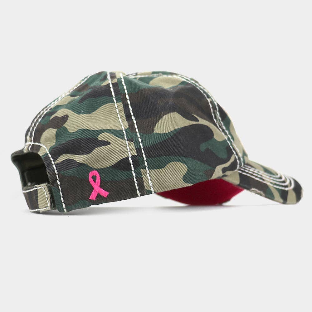 This Is My Fight Hat Message Pink Ribbon Accented Vintage Baseball Cap