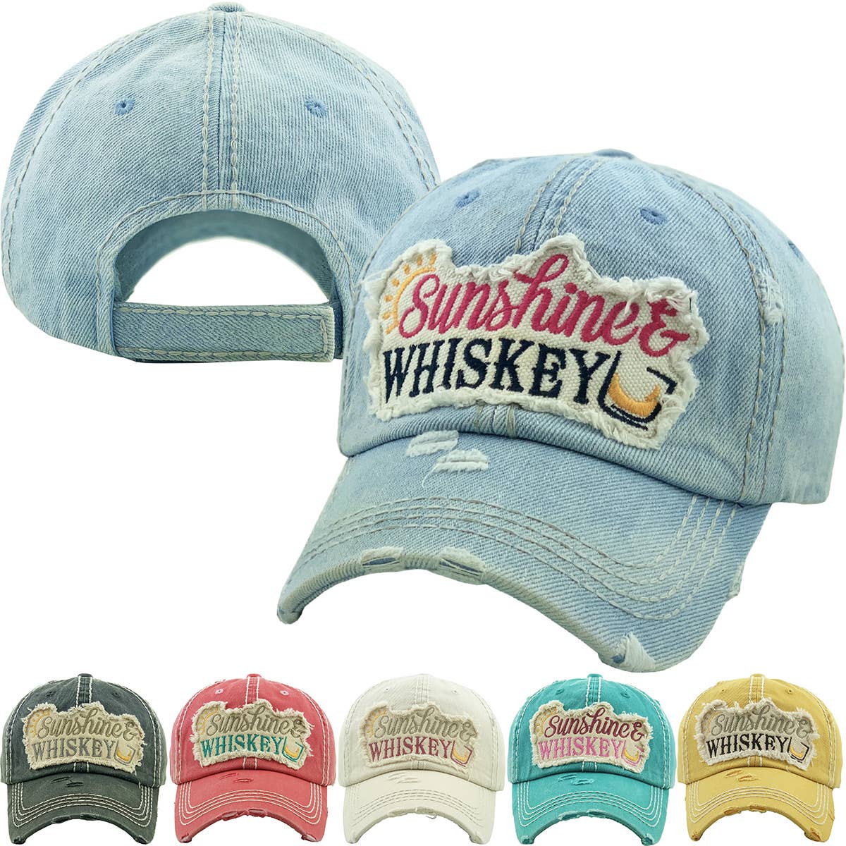 SUNSHINE & WHISKEY Washed Vintage Ballcap