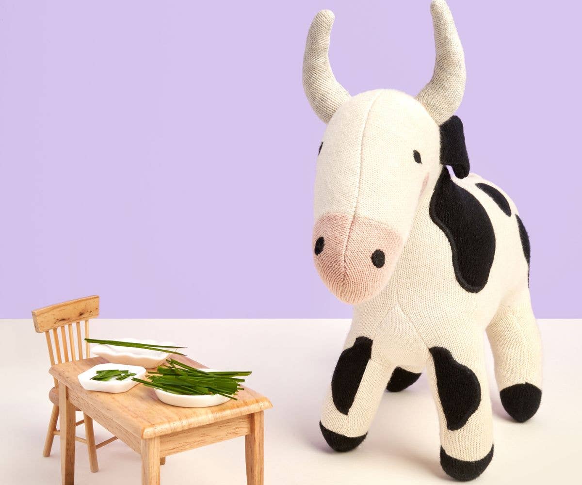 Knitted Organic Cotton Cow Cuddly Toy