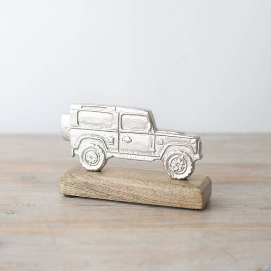 Jeep Ornament on Wooden Base, 15cm
