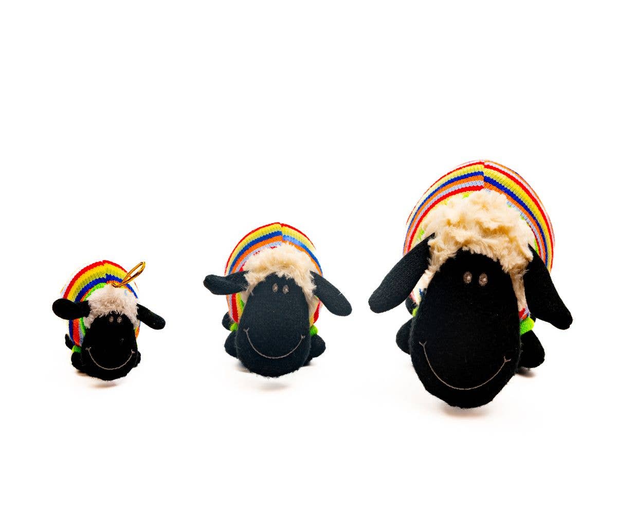 Small Woolly Sheep Plush Toy in Stripe Jumper, Sheep