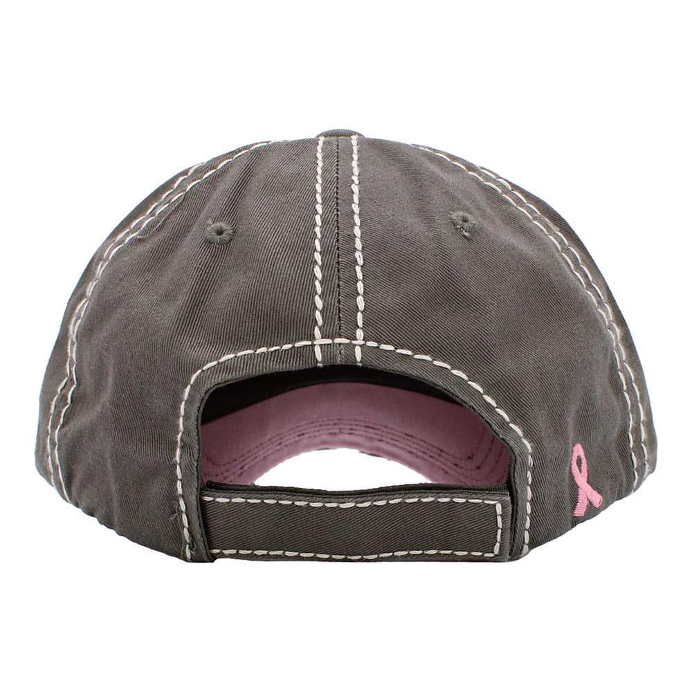This Is My Fight Hat Message Pink Ribbon Accented Vintage Baseball Cap