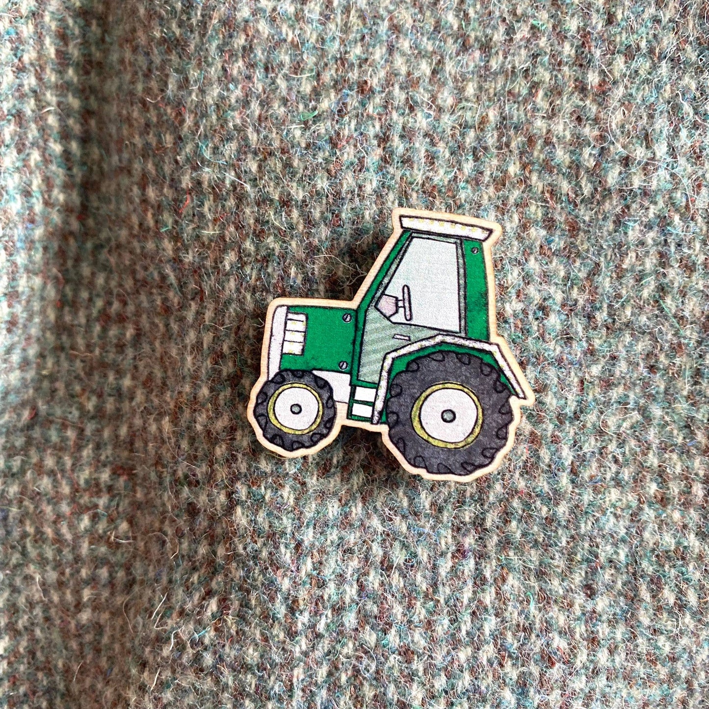 Tractor Wooden Pin Badge