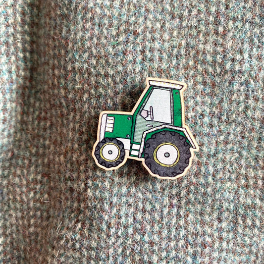 Tractor Wooden Pin Badge