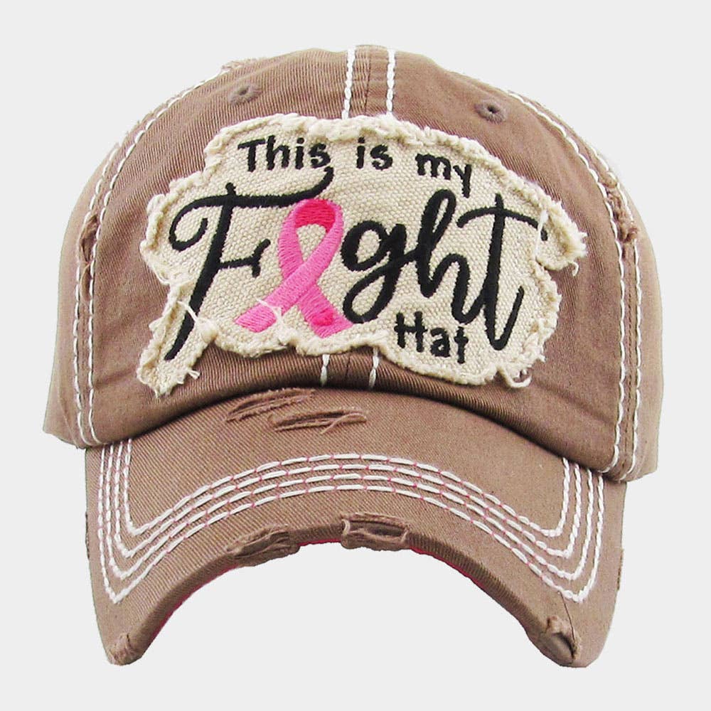 This Is My Fight Hat Message Pink Ribbon Accented Vintage Baseball Cap
