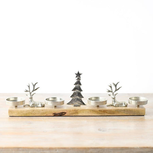 Deer Scene Candle Holder, 46cm