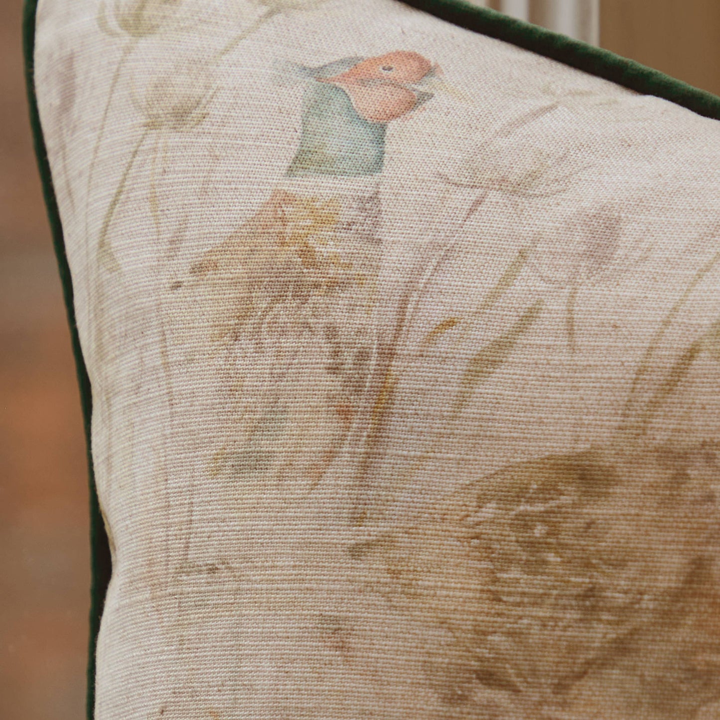 Bowmont Pheasant Printed Piped Cushion Natural