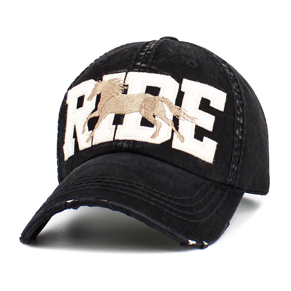 RIDE Message Western Horse Embroidered Vintage Baseball Cap