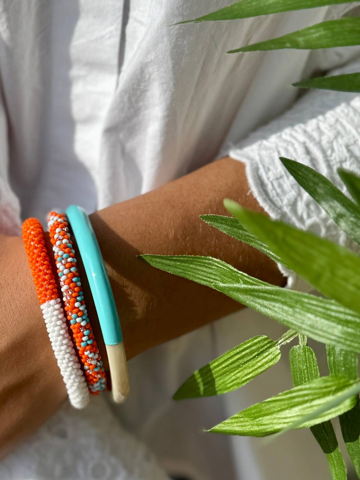Turquoise buffalo horn lacquered bangle