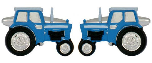 Blue Tractor Rhodium Plated Cufflinks