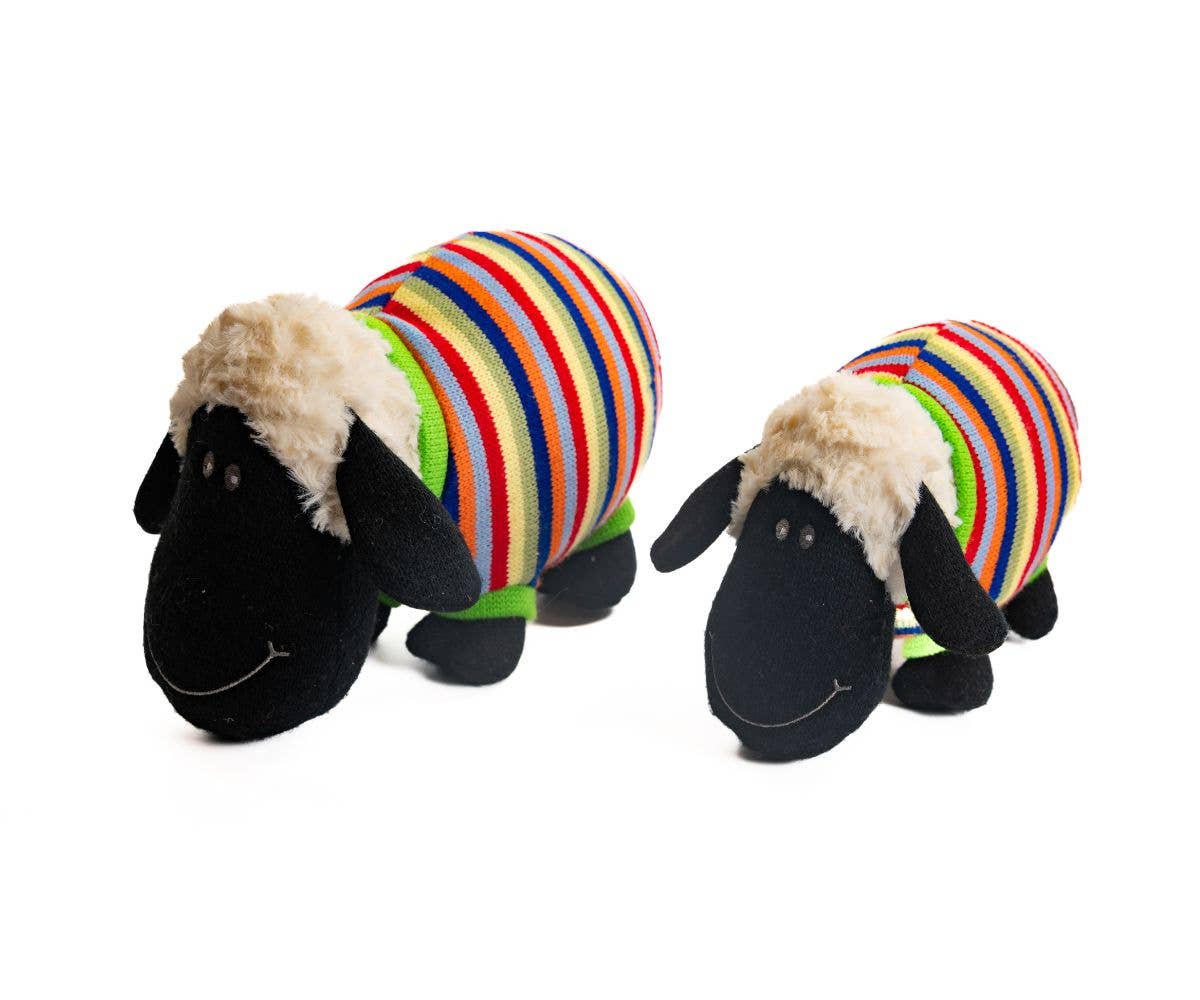 Small Woolly Sheep Plush Toy in Stripe Jumper, Sheep