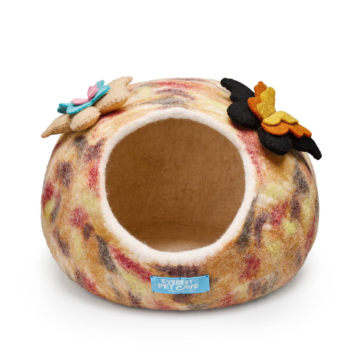 Pet Cave Orange Butterfly, 100% Wool, Felted, Handmade