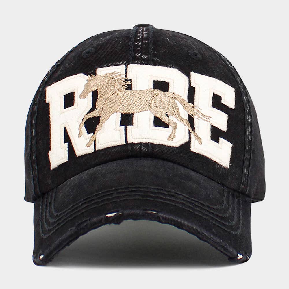 RIDE Message Western Horse Embroidered Vintage Baseball Cap
