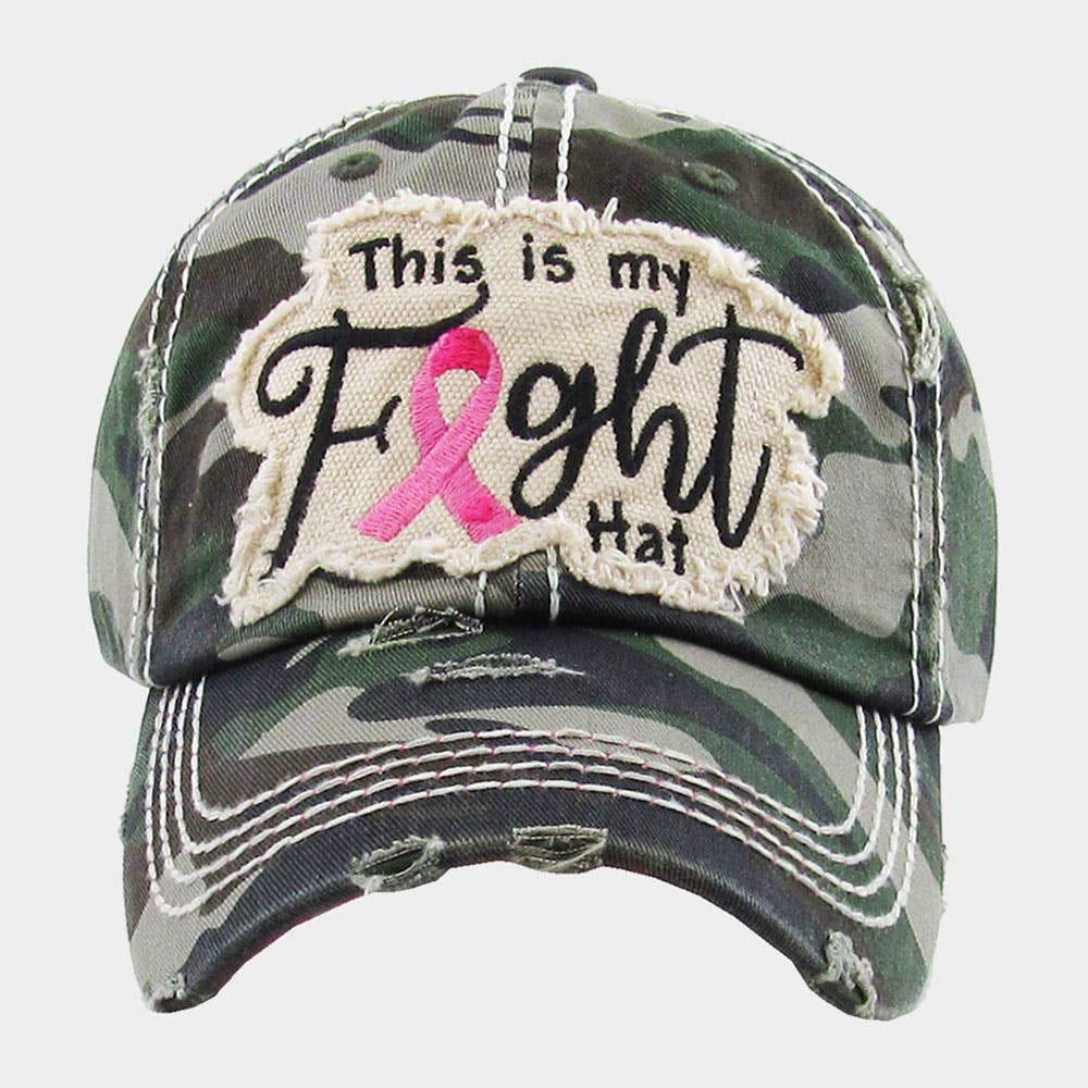 This Is My Fight Hat Message Pink Ribbon Accented Vintage Baseball Cap
