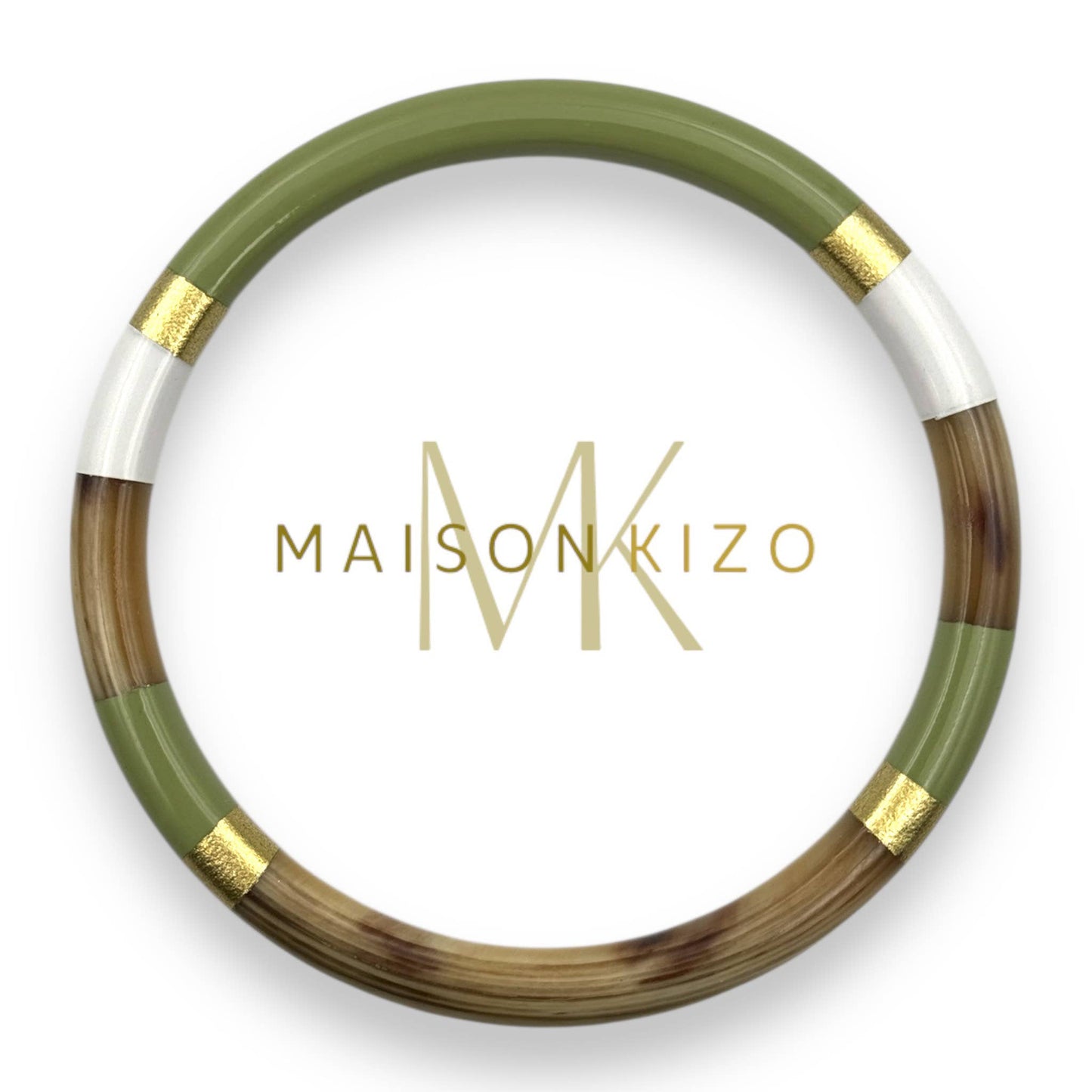 Lacquered buffalo horn bangle Multicolor Khaki White Gold C22