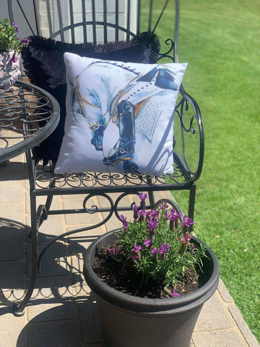 Grey Horse Dressage Cushion
