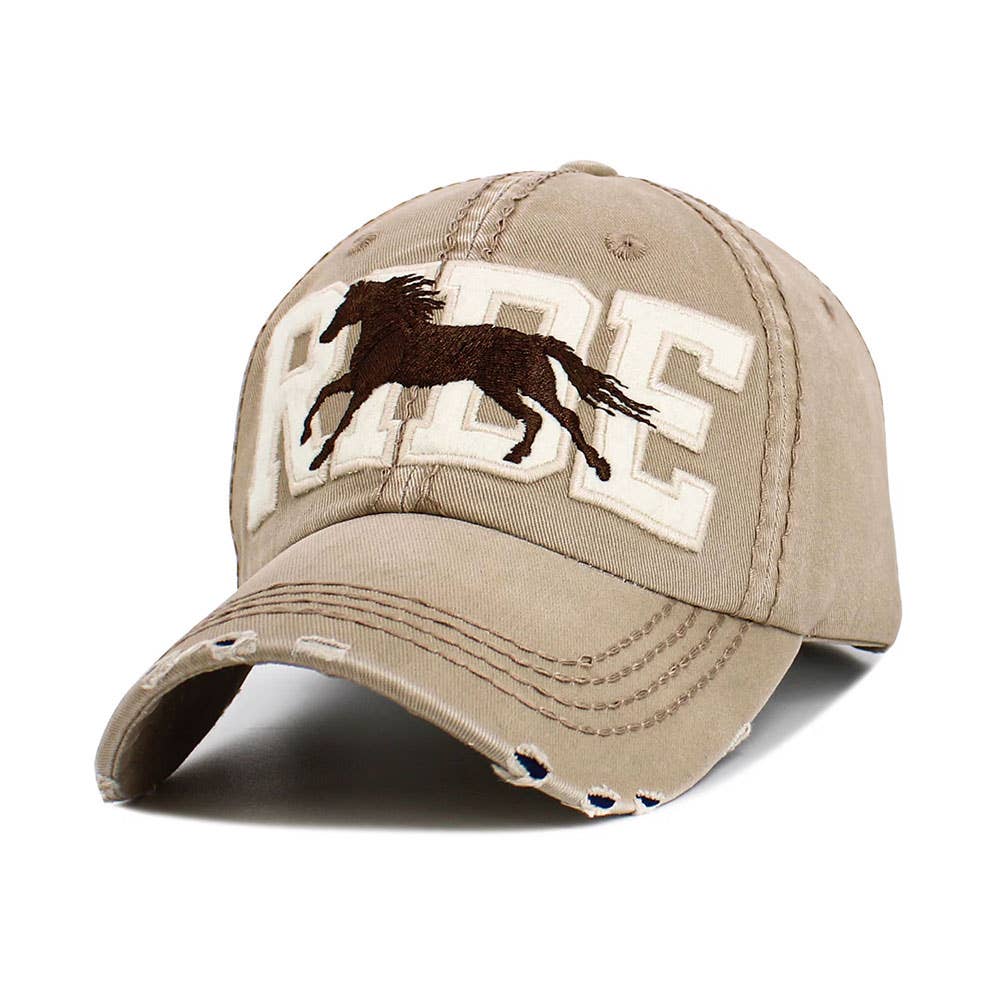 RIDE Message Western Horse Embroidered Vintage Baseball Cap
