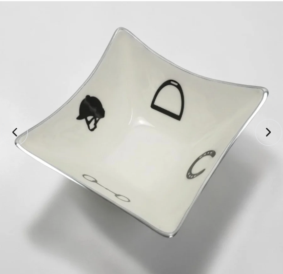 Equestrian Bowl Acrylic Finish 4-Corner Square 9"