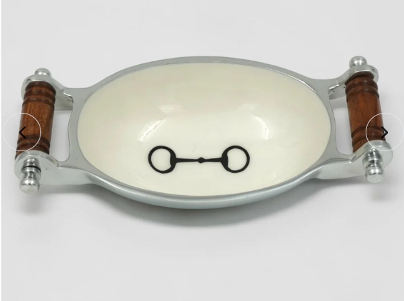 Horse Bit Bowl with Handles Acrylic Finish Oval