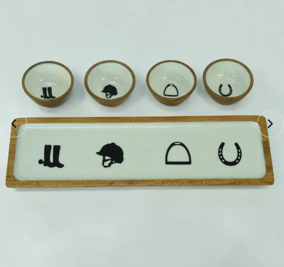 Equestrian Bowls with Tray Acrylic Finish