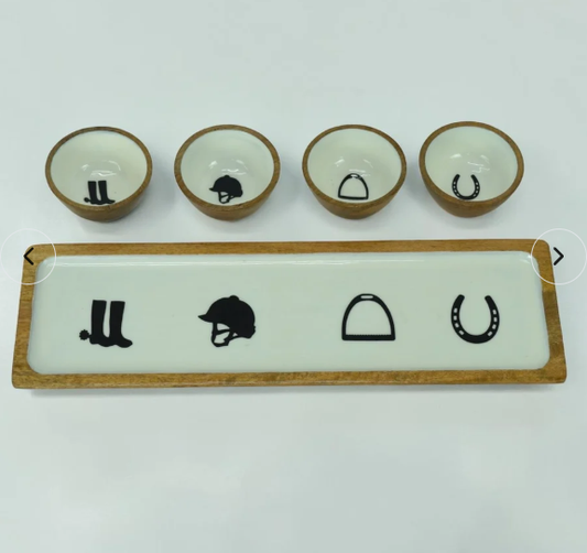 Equestrian Bowls with Tray Acrylic Finish