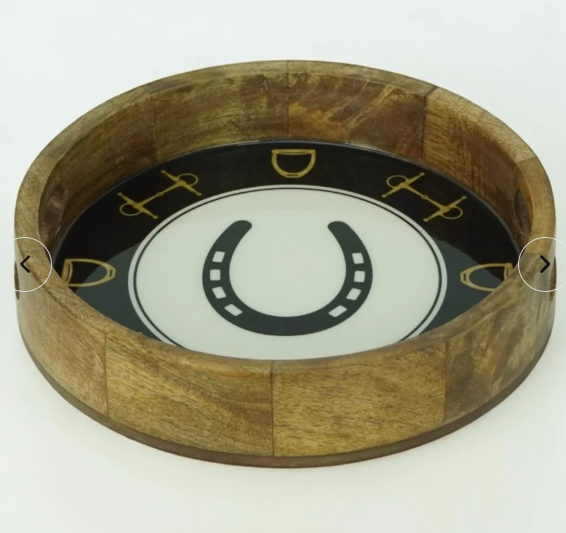 Horse Shoe Bit Stirrup Tray Acrylic Finish Round 13"