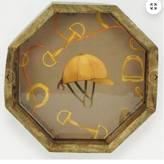 Equestrian Tray Acrylic Finish Octagonal 14"