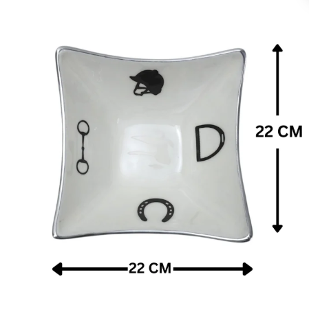 Equestrian Bowl Acrylic Finish 4-Corner Square 9"